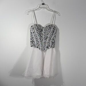 Anac Black and White Patterned Dress